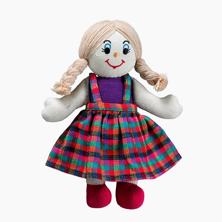 Girl rag doll with light hair and light skin