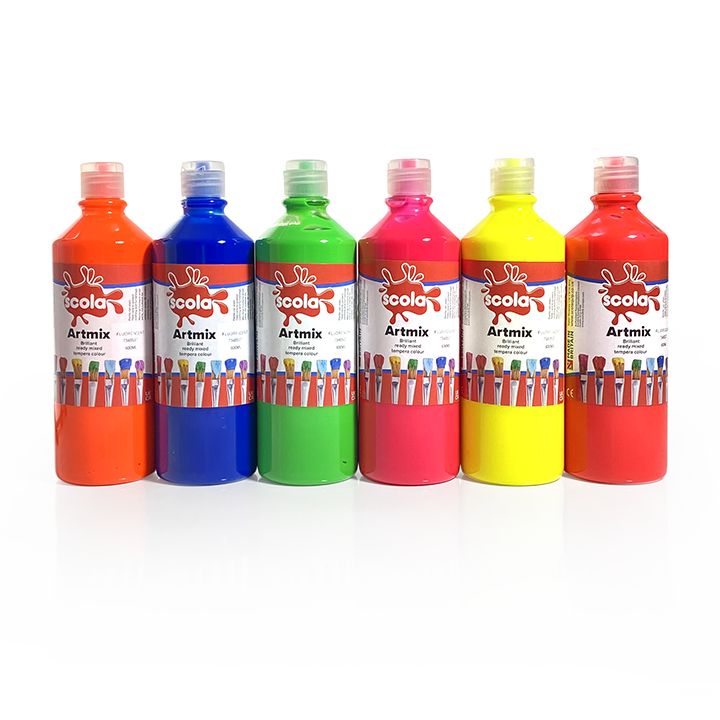 Ready Mix Fluorescent Paint - 6 bottles - Early Years Direct